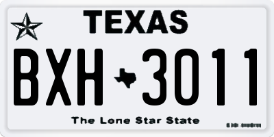 TX license plate BXH3011