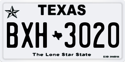 TX license plate BXH3020