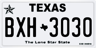 TX license plate BXH3030
