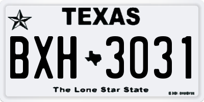 TX license plate BXH3031