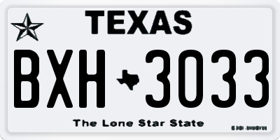 TX license plate BXH3033