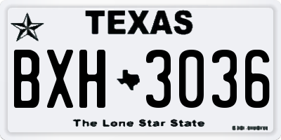 TX license plate BXH3036