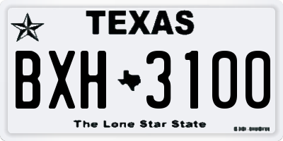 TX license plate BXH3100