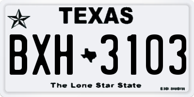 TX license plate BXH3103