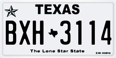 TX license plate BXH3114