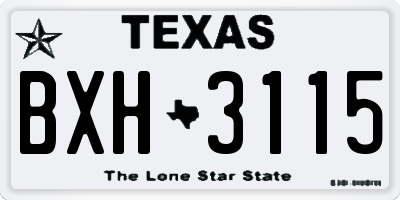 TX license plate BXH3115