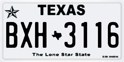 TX license plate BXH3116