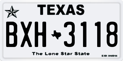 TX license plate BXH3118