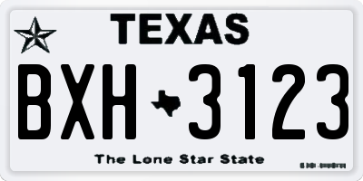 TX license plate BXH3123