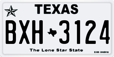 TX license plate BXH3124