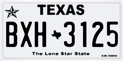 TX license plate BXH3125