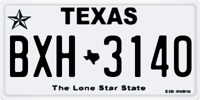 TX license plate BXH3140