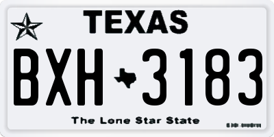 TX license plate BXH3183