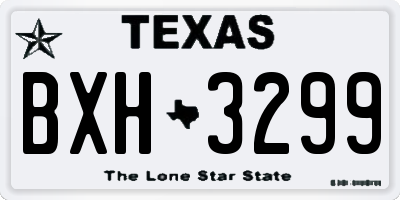 TX license plate BXH3299