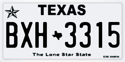 TX license plate BXH3315