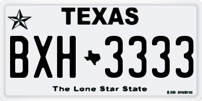 TX license plate BXH3333
