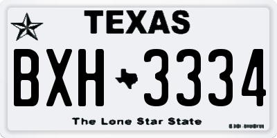 TX license plate BXH3334