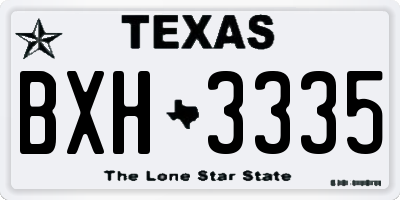 TX license plate BXH3335