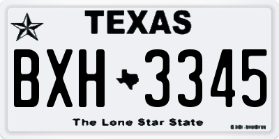 TX license plate BXH3345