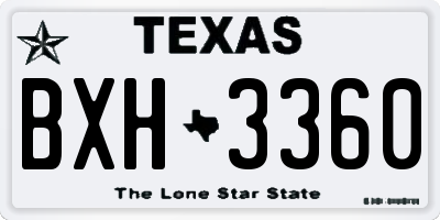 TX license plate BXH3360