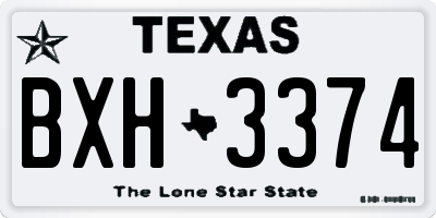TX license plate BXH3374