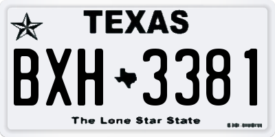 TX license plate BXH3381