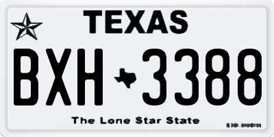 TX license plate BXH3388