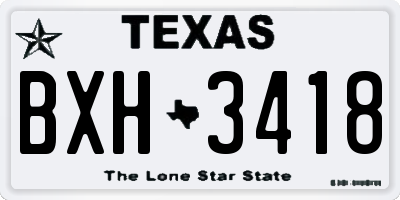 TX license plate BXH3418
