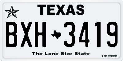 TX license plate BXH3419