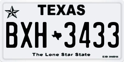 TX license plate BXH3433