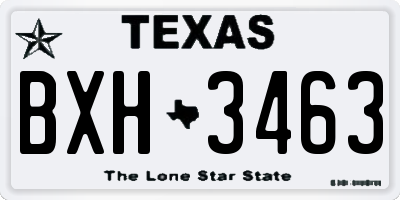 TX license plate BXH3463