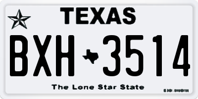 TX license plate BXH3514