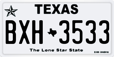 TX license plate BXH3533