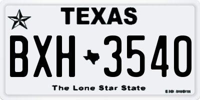 TX license plate BXH3540