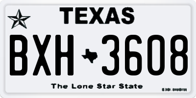 TX license plate BXH3608
