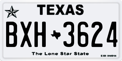 TX license plate BXH3624