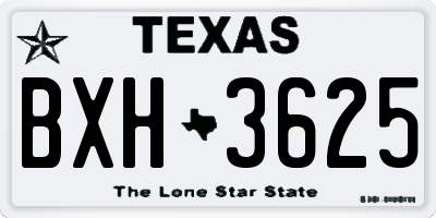 TX license plate BXH3625
