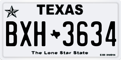 TX license plate BXH3634
