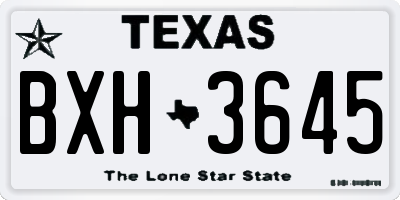 TX license plate BXH3645