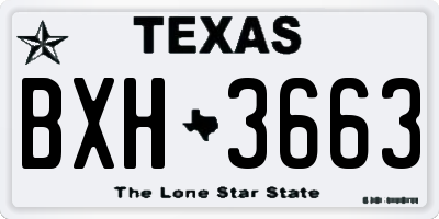TX license plate BXH3663