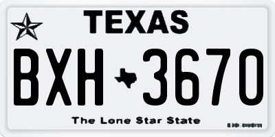 TX license plate BXH3670