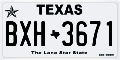 TX license plate BXH3671