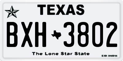 TX license plate BXH3802