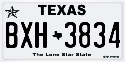 TX license plate BXH3834