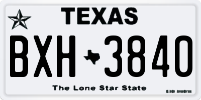 TX license plate BXH3840