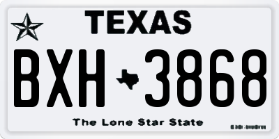TX license plate BXH3868