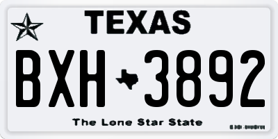 TX license plate BXH3892