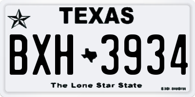 TX license plate BXH3934