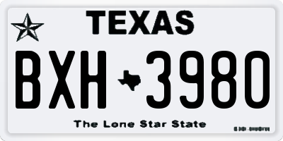 TX license plate BXH3980