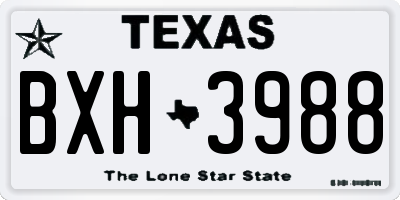 TX license plate BXH3988